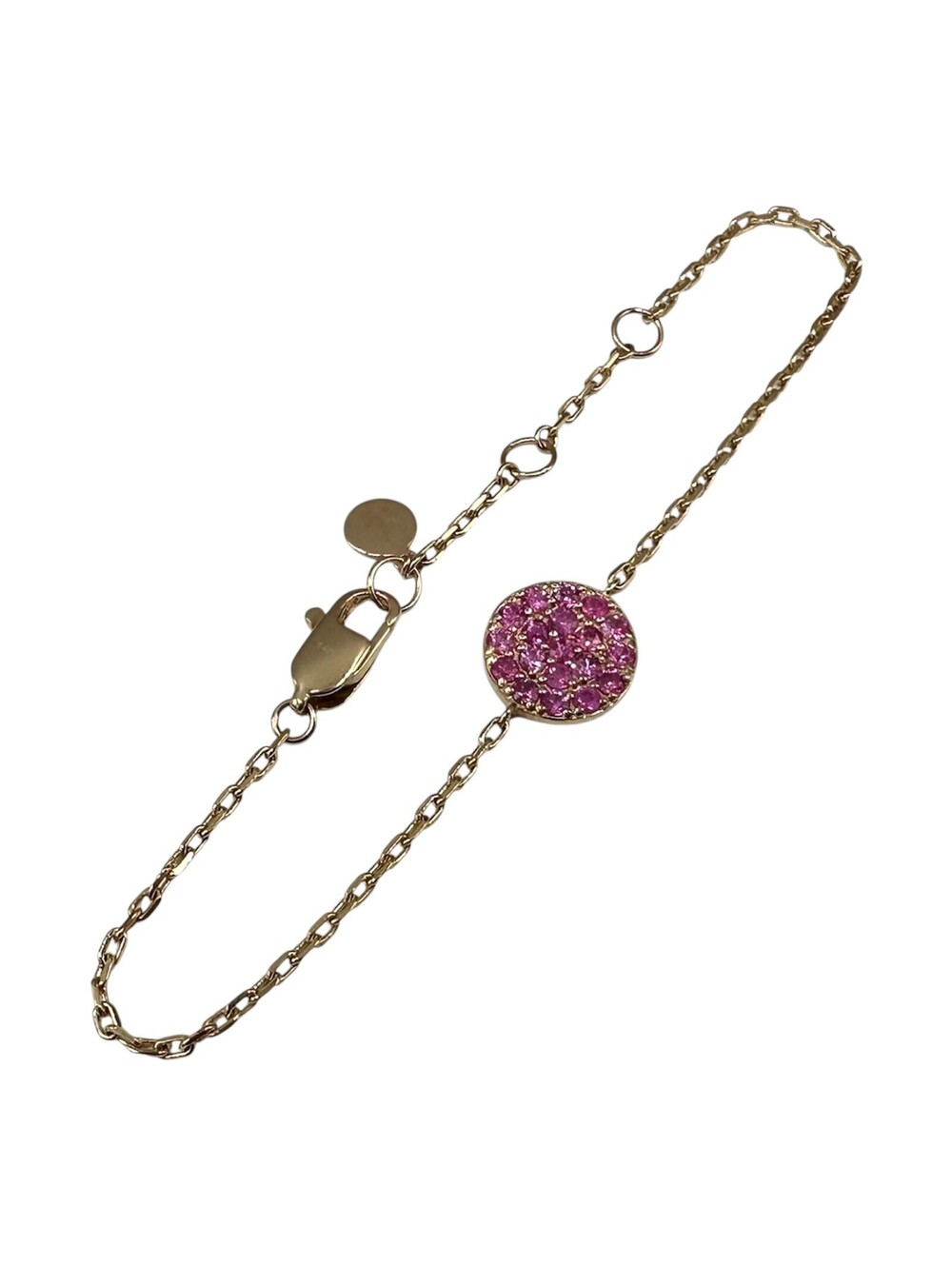 Pink Sapphire Disc Bracelet in 14kt Yellow Gold – 0.57ctw, 6.5in, New